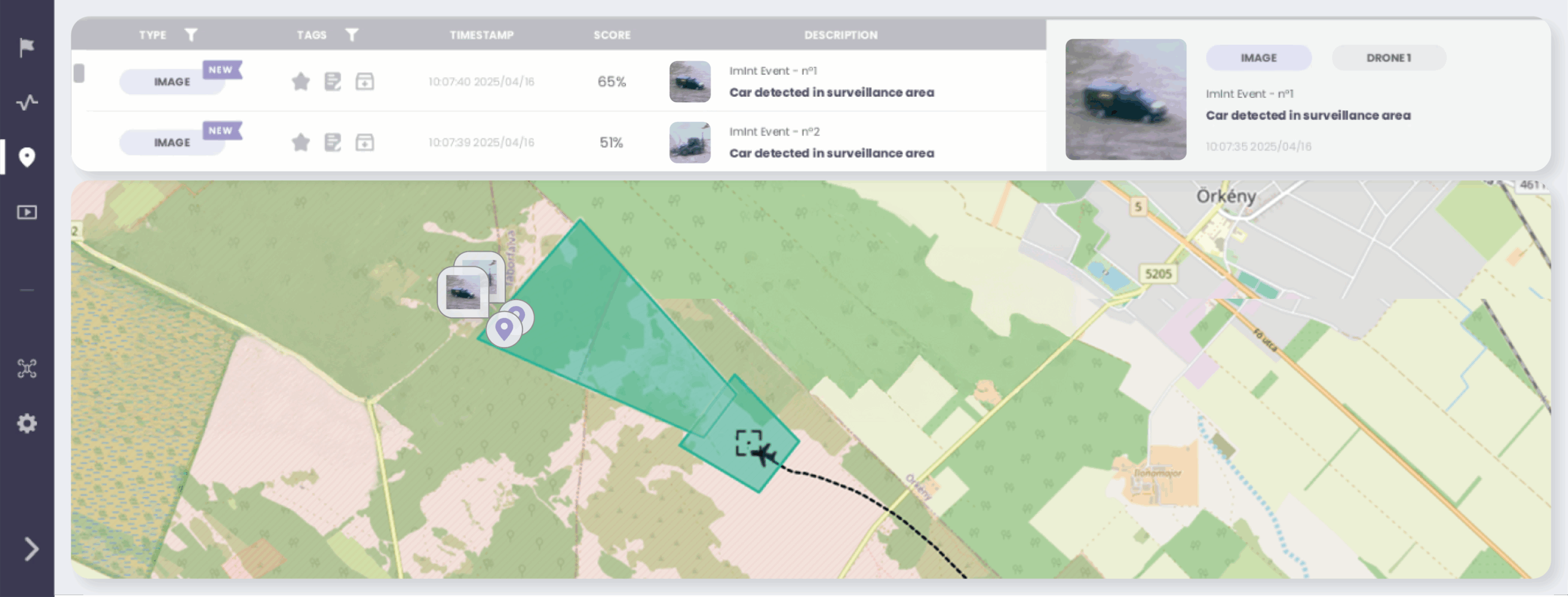 AQUILA User interface for event monitoring,